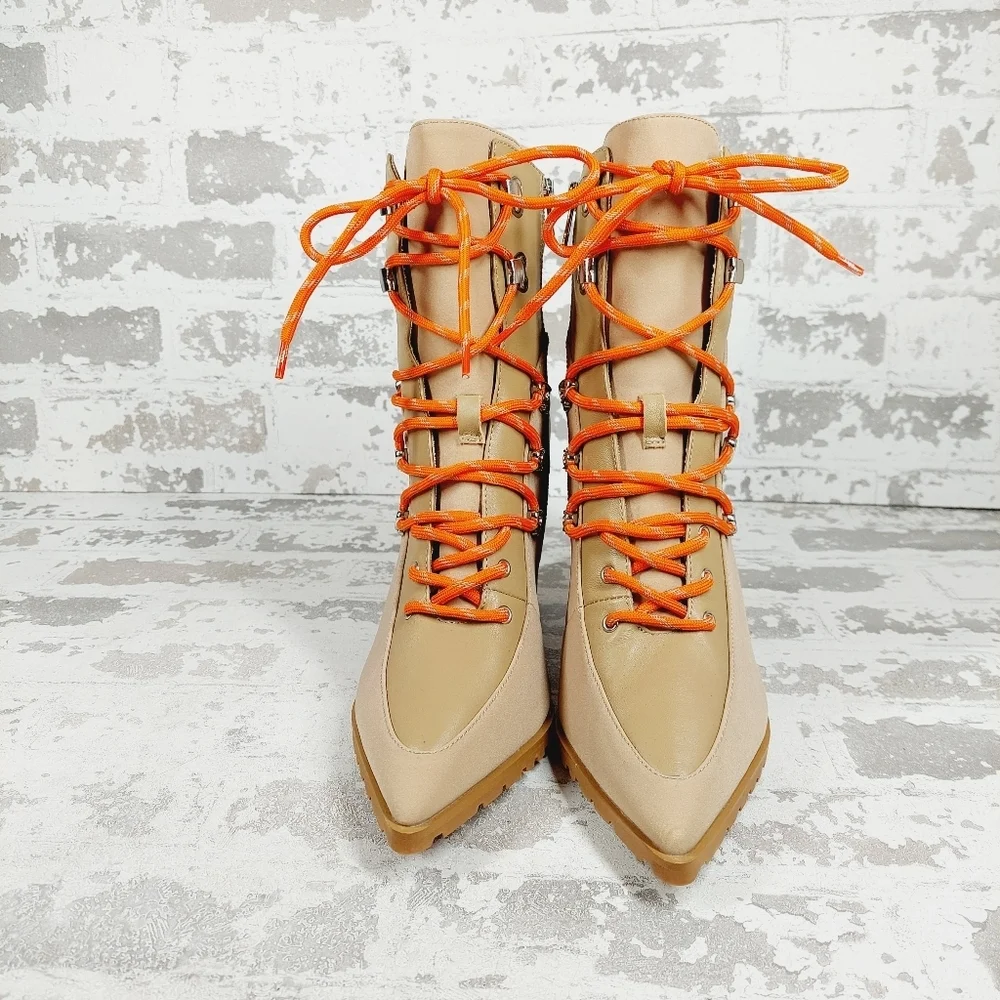 NEW Steve Madden Kare Lace-Up Boot In Sand O151 - Picture 3 of 12